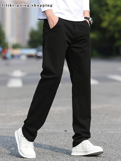 2pcs Men'S Stretch Chino Pants - Straight-Leg Business Casual Trousers with Elastic Waistband, All-Season Formal & Everyday Pants for Office, Meetings, And Casual Attire, Office Wear, Modern Trousers, Comfortable Fit, Versati