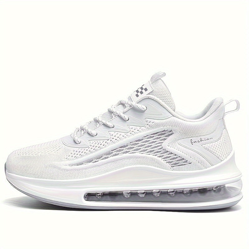 Men'S Breathable Mesh Sneakers - Non-Slip Shock-Absorbing Cushioned Mid-Top Running Shoes with Lace-Up Closure, All-Season Gym, Basketball, Basketball Footwear, Modern Sneakers, Durable Construction, Athletic Footwear, Fitnes