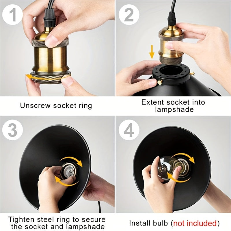 1/2pcs Industrial Pendant Light E27 Base Vintage Retro Pendant Light Fixtures Home Kitchen Lighting Bar Lights Hanging