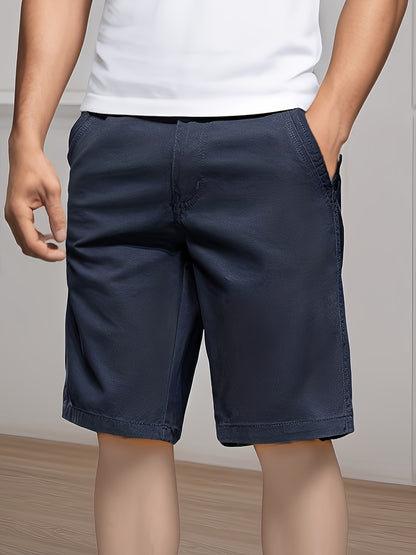 Two-Piece Set, Men's Solid Color Outdoor Casual Comfortable Breathable Multi-Pocket Cargo Shorts