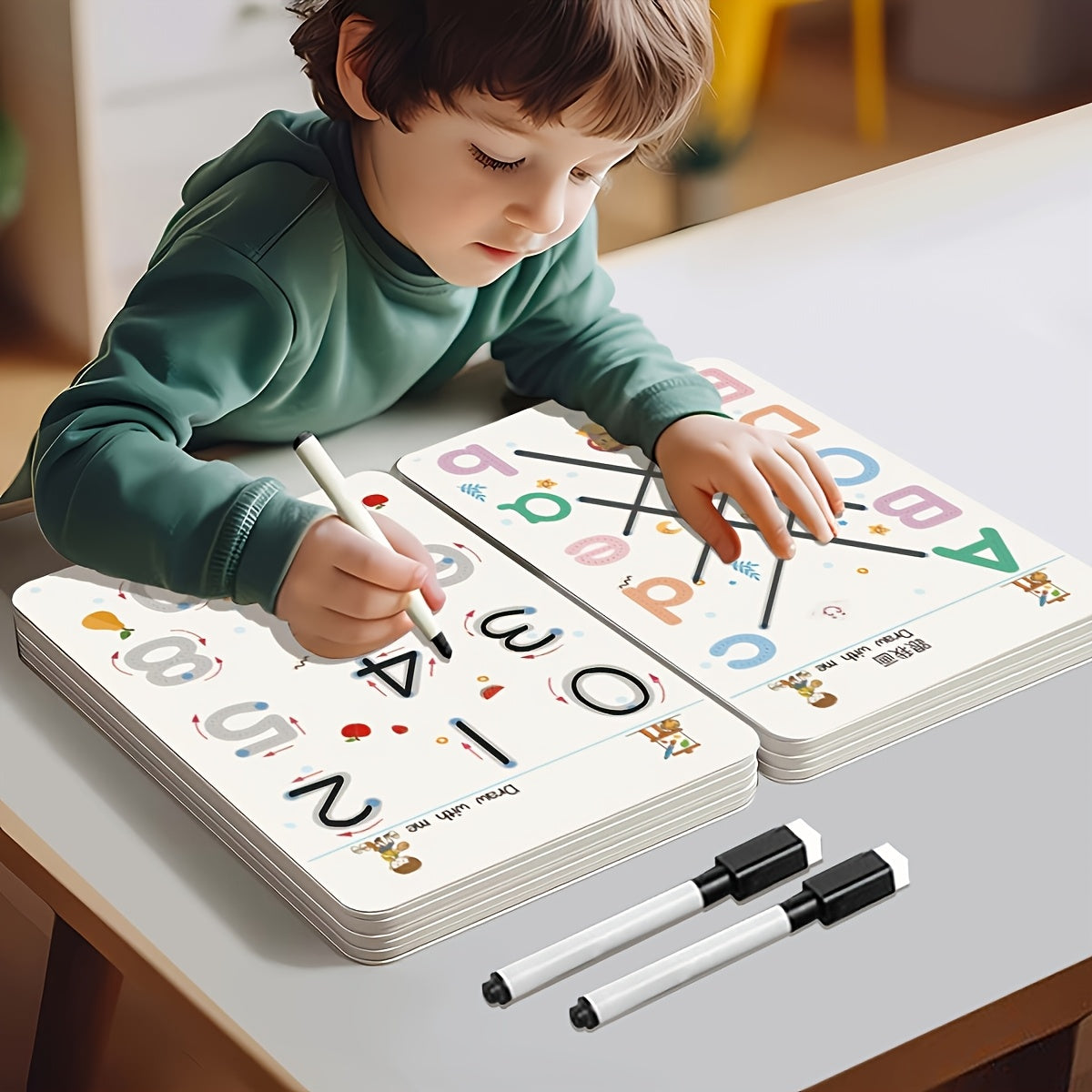 32-Page Magic Writing Practice Book - Reusable Pencil Control Training Workbook with Tracing Letters, Numbers & Shapes, Interactive Whiteboard-Style Pages for, Kindergarten Learning, Activities, Christmas/Halloween Gift, Educ