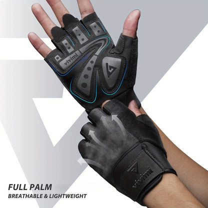 1 Pair of Versatile Fitness Gloves - Black, Polyester Blend, Knit Fabric, Adjustable Buckle Closure, Extra Grip for Weightlifting, Training, Suspension, Pull-ups - Perfect for Indoor & Outdoor Gym Workouts, Gym Gloves|Adjusta