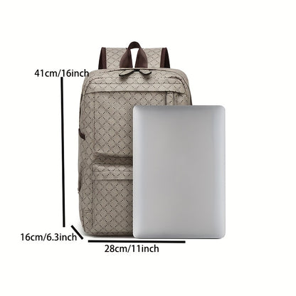 LUMG Men's Large Capacity 15.6-Inch Laptop Backpack with Multiple Compartments, Gray Geometric Design, Business & Travel Backpack for Work, School, or Father's Day Gift, Computer Backpack, Textured Finish