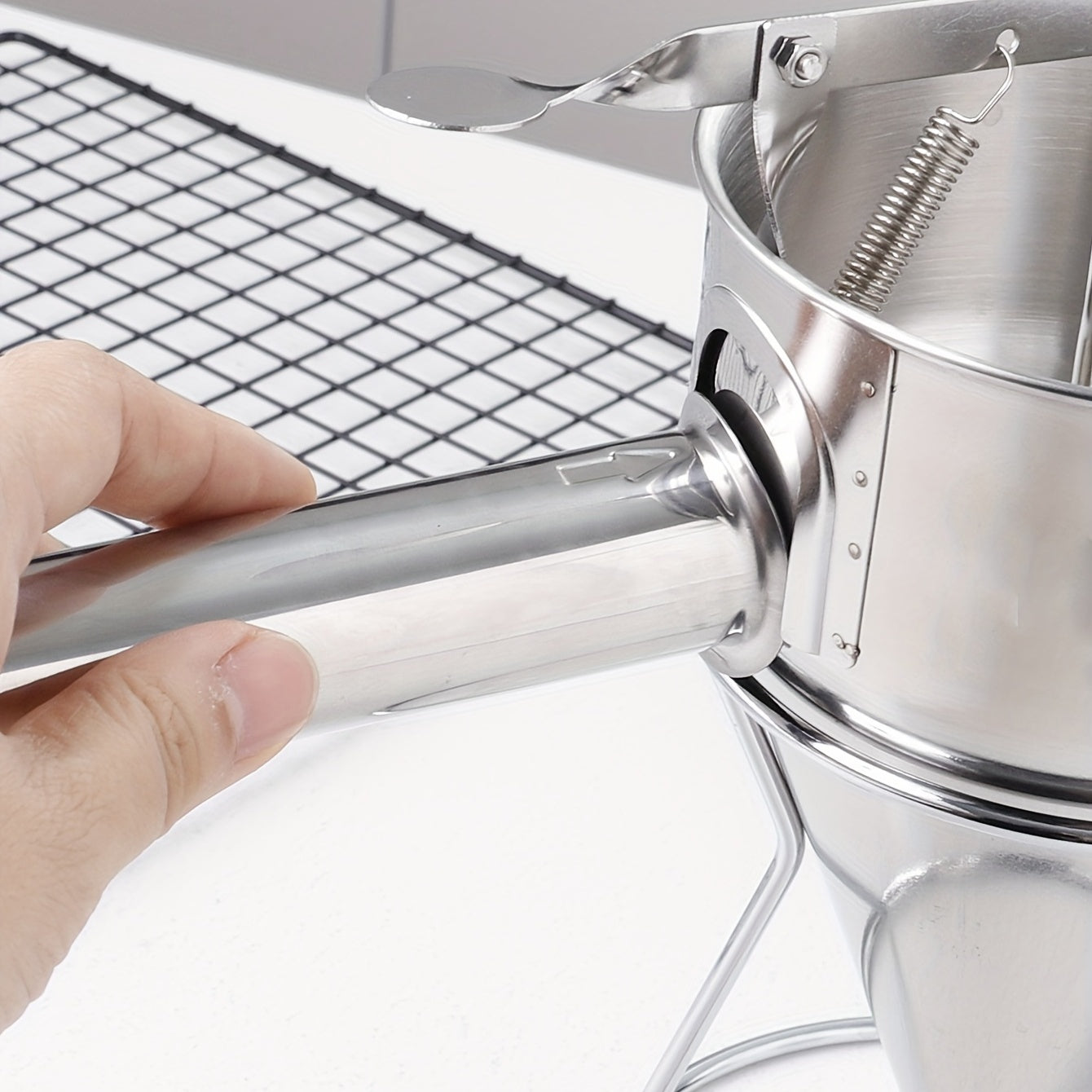 1pc, Stainless Steel Piston Funnel, Octopus Balls Tools With Rack, Batter Dispenser Cake Decorating Tool, Funnel Dispenser With Stand For Takoyaki And Baking, Kitchen Utensils, Apartment Essentials, College Dorm Essentials, B