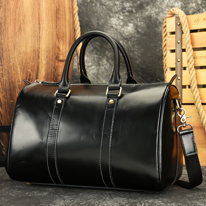 NIUCUNZH Men's Vintage Genuine Genuine Leather Tote Bag - Adjustable Shoulder Strap, Multiple Compartments, Durable Head Layer Genuine Leather for Business Commuting & Travel (Light Brown/Dark Brown/Black), Office Accessory,