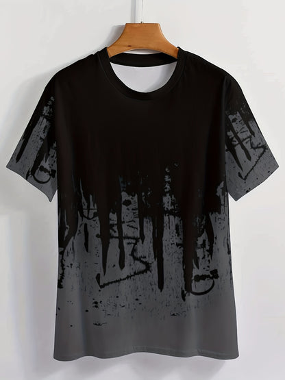 Paint Splash Print, Men's Graphic Design Crew Neck Active T-shirt, Casual Comfy Tees Tshirts For Summer, Men's Clothing Tops For Daily Gym Workout Running