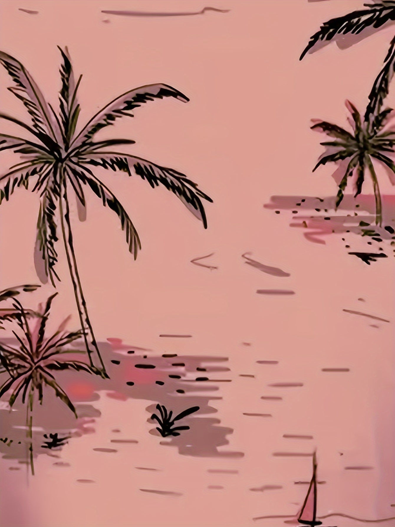 Camisa de homem de manga curta com estampado de coqueiros, ideal para o dia a dia em resorts e para a praia.