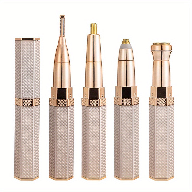 Aparador de pelos feminino recarregável com 4 cabeças para rosto, sobrancelhas, nariz e corpo - Remova os pelos indesejados com precisão e conforto sem esforço.