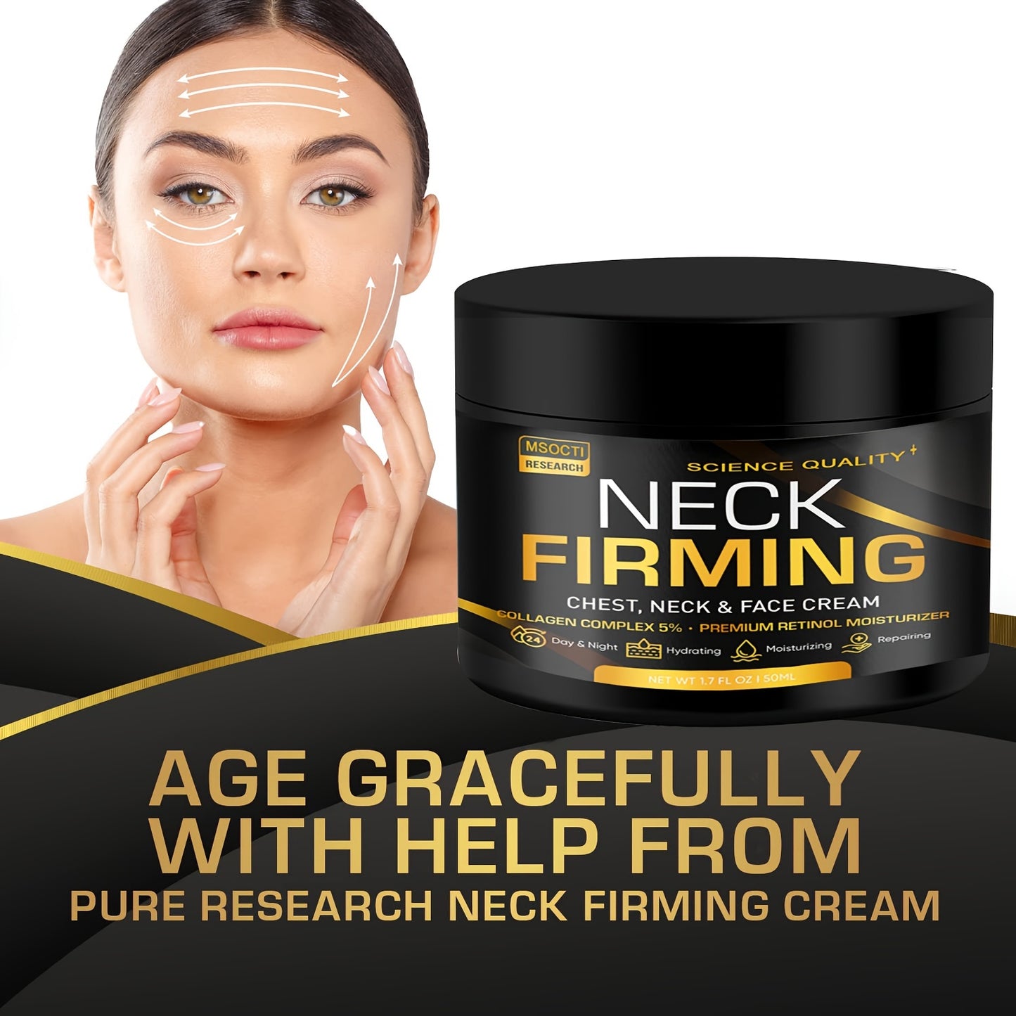 50ml Neck Firming Cream Use On Saggy Or Turkey Neck, Tightener - Collagen & Retinol Skin Tightening Cream - Moisturizer For Neck & Décolleté
