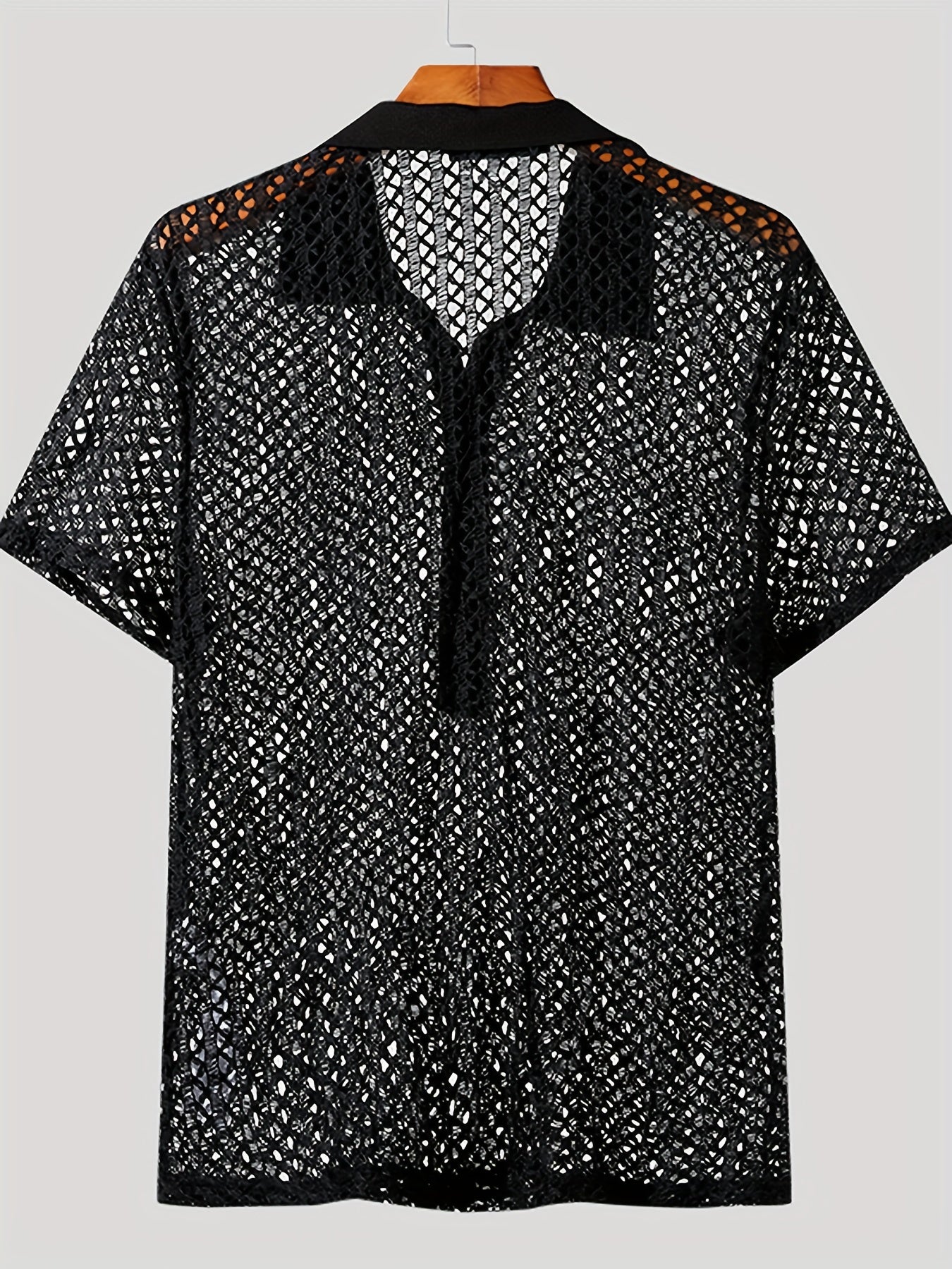 [Popular Choice] Trendy Sheer Mesh Cut-Out Top - Sexy Collared Short Sleeve Shirt in Bright Colors, Polyester, Summer Wear, Short Sleeve, Fas Shirt.hionNova, Sexy Style, Loosen Version, Summer