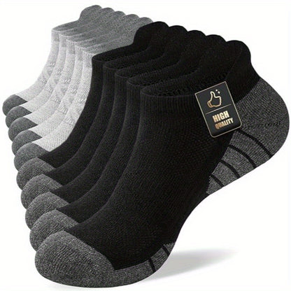 10 Pairs of Men'S Low-Cut Comfortable Cushioned Casual Socks