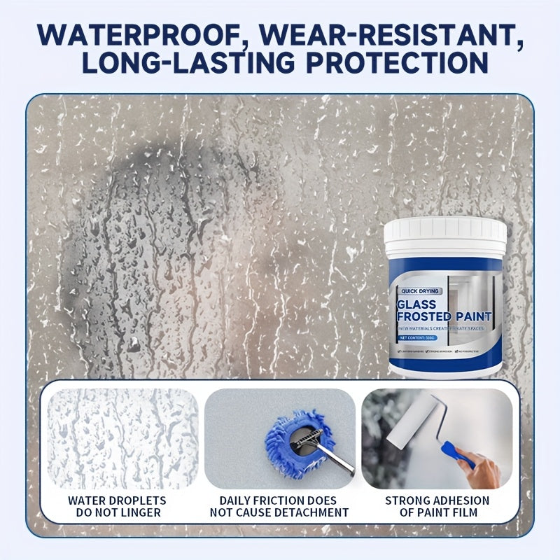 300/500g Matte Frosted Glass Paint - Waterproof, Privacy-Proof, Quick-Drying, Easy to Apply. Suitable for Bathroom and Window Glass, This Special Frosted Film Protects Privacy with a Blurred Effect, Water-Resistant Coating, B