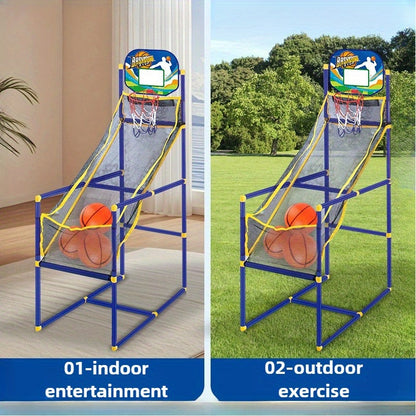Kids Arcade Basketball Hoop with 3 Balls, Indoor Outdoor Single Shot Basketball Game, Carnival Games Sport Toys Gifts for Boys Girls Ages 3-8 Years Old, Ideal for Competition, Pump Included