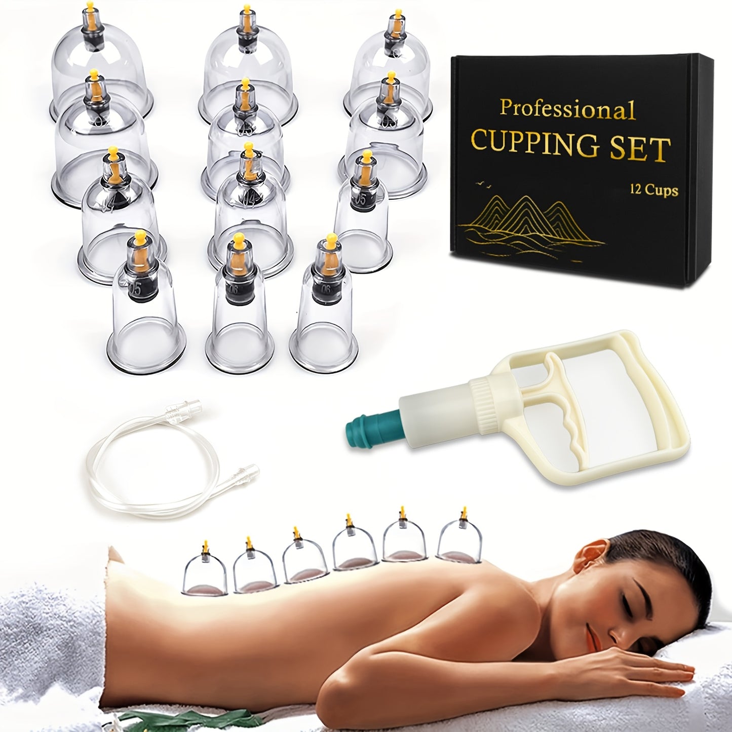 Professional Cupping Set with Pump, Vacuum Suction Cups, Home Use Cupping Kit for Massage