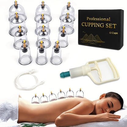 Professional Cupping Set with Pump, Vacuum Suction Cups, Home Use Cupping Kit for Massage