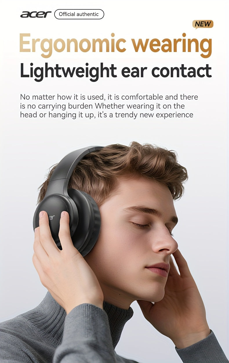 Upgraded Wireless Over-Ear Headphones with Bass-Enhanced Sound, Lightweight Foldable Design Featuring Built-In Microphone. Includes 3.5mm Audio Cable