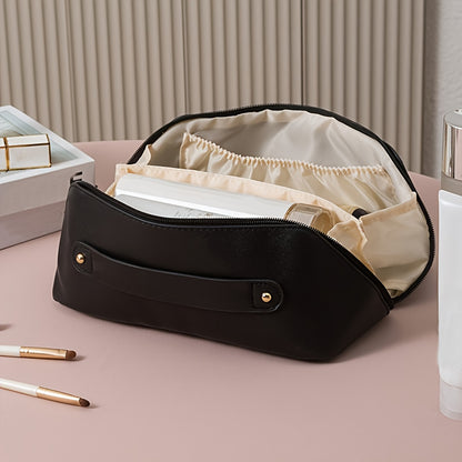 PU Makeup Bag With Large Capacity, Multi Functional Travel Storage Bag, Beauty Tools Makeup Box, Waterproof Women's Wash Bag Cosmetic Bag