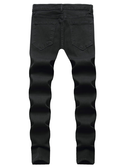 Men Fashion White Ripped Distressed Destroyed Washed Denim Jeans Ripped Slim Fit Wild Jeans White Denim Pants