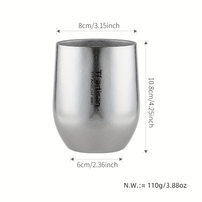 Caneca Tiartisan em titânio para exterior, 255ml/400ml, com parede dupla, ideal para chá e café, perfeita para campismo e piqueniques. Leve e portátil.