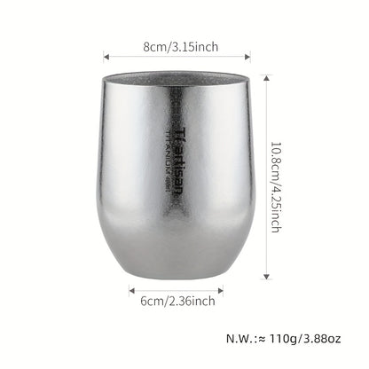 Caneca Tiartisan em titânio para exterior, 255ml/400ml, com parede dupla, ideal para chá e café, perfeita para campismo e piqueniques. Leve e portátil.