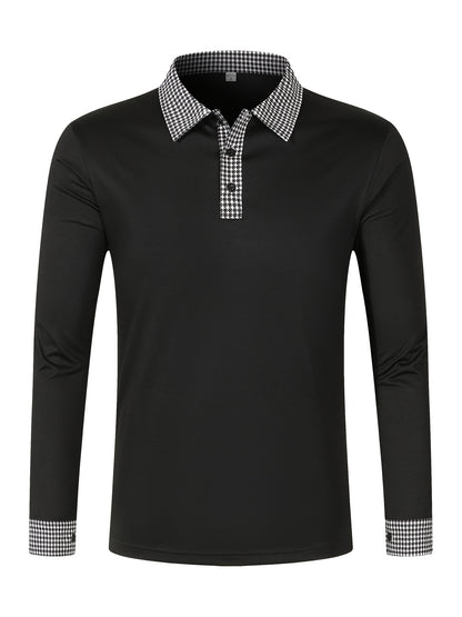 Men's Casual V-Neck Long Sleeve Rugby Shirt For Spring Autumn, Men's Clothing