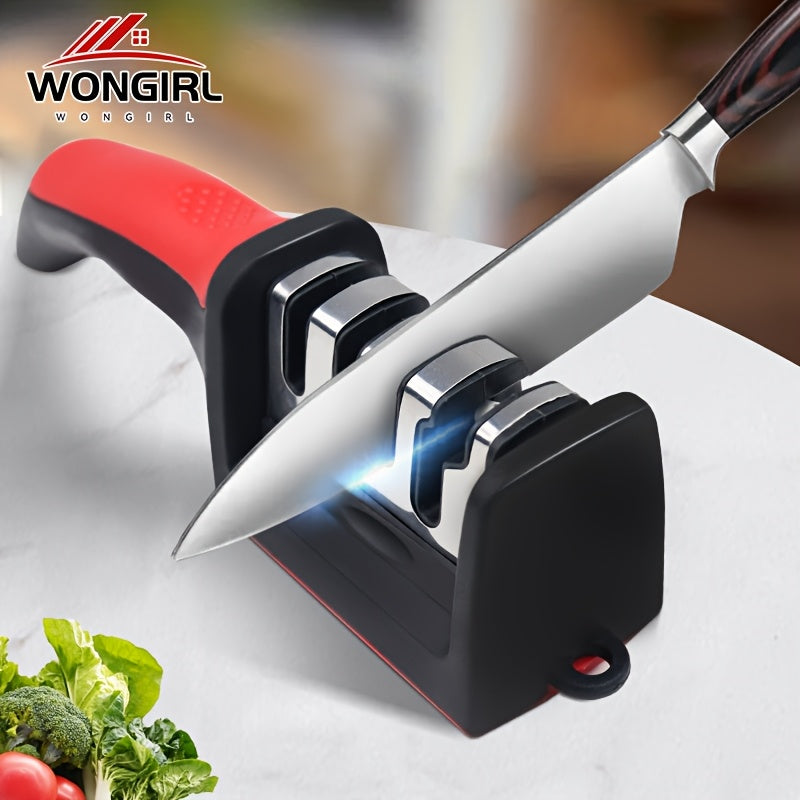 4-Stage Professional Knife Sharpener with High-Precision Whetstone, Tungsten Diamond & Ceramic Sharpening Stone - Non-Slip Grip, Fast & Long-Lasting Performance, Ergonomic Design, Durable Construction, Sharpening Stone, Home