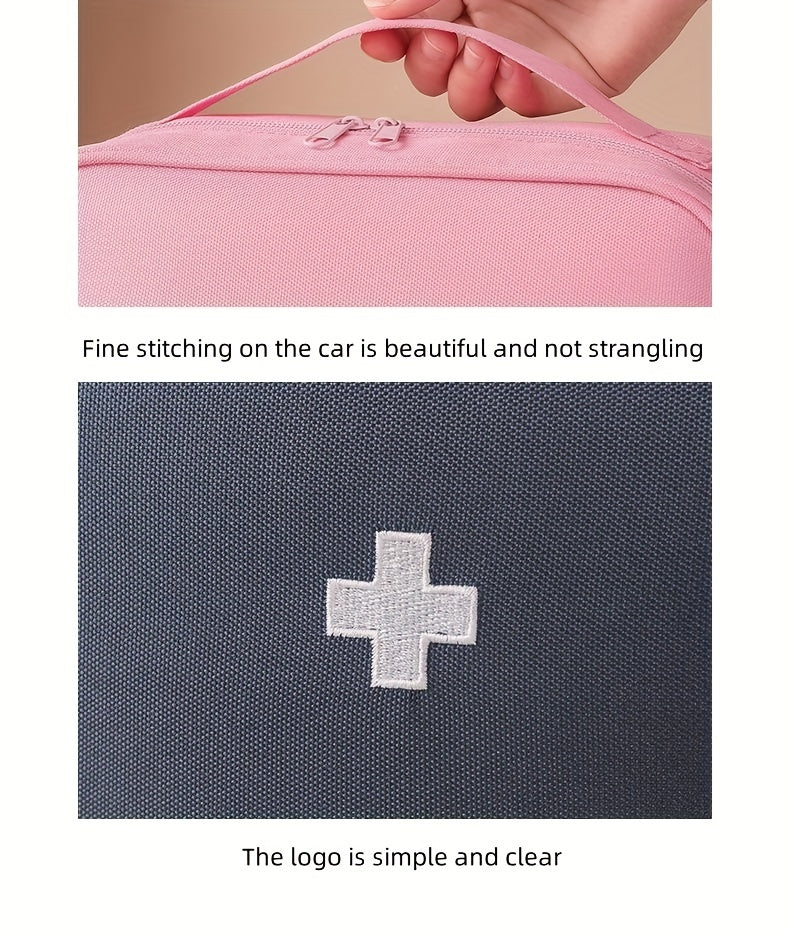 1pc Portable Medical Kit, Household Oxford Cloth First Aid Kit With Zipper, Outdoor Travel Medical Kit, Large Capacity Medicine Storage Bag