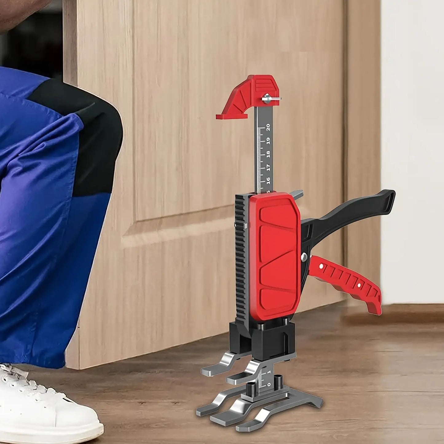 2pcs Heavy-Duty Manual Arm Jack - 200kg/440 lbs Capacity Construction Jack with Adjustable Height, Sturdy Base & Ergonomic Handle, Compact Portable Lifting Device with Stabilizing Feet for Furniture, Door, Cabinet Installatio