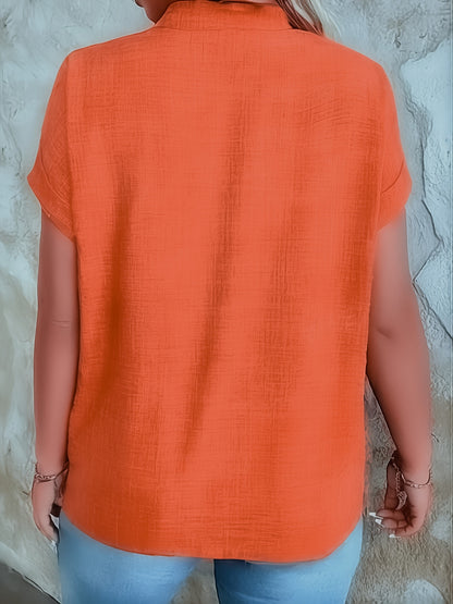 Women's Casual V-Neck Blouse with Small Stand-Up Collar - Vibrant Yellow Solid Color, Regular Fit, Machine Washable, Versatile for Spring Summer Fall, Seasonal Fashion Top, Sophisticated Casualwear, Lightweight Fabric, Everyd
