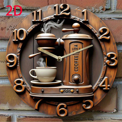 1pc Silent Non-Ticking Wall Clock - Modern Coffee Shop Decor with Espresso Machine Design, Battery-Powered (AA Not Included) - Acrylic Round Clock for Living Room, Kitchen, Cafe - Easy-to-Read Black Hands & Brown Face - Perfe