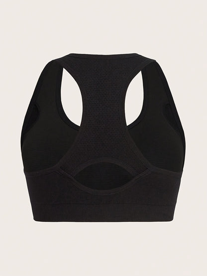 Women's High-Support Sports Bra with Removable Pads - Quick-Dry, Shockproof, Double-Layer Racerback Vest for Running & Fitness, Breathable Nylon-Elastane Blend, Non-See-Through, All-Season Activewear