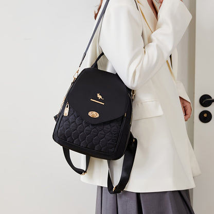 3-in-1 Convertible Backpack for Women - High Quality Nylon with Kangaroo Pocket & Adjustable Shoulder Straps, Lightweight Multifunctional Bag for Commuting, Travel, Work - Easy Wipe Clean, Black