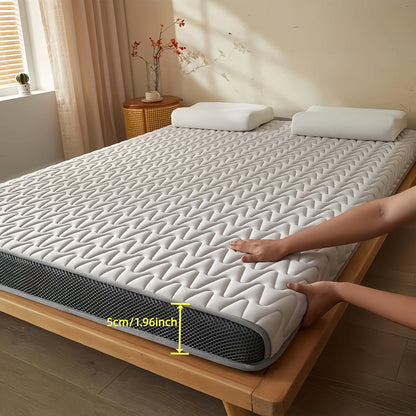 1pc 5cm Memory Foam Mattress Topper - High-Density Support, Slow Rebound Pressure Relief, Ultra-Soft Quilted Surface & Breathable Mesh Design, Foldable Portable Bed Pad, All-Season Comfortable Bedding for Bedroom, Dorm & Gues