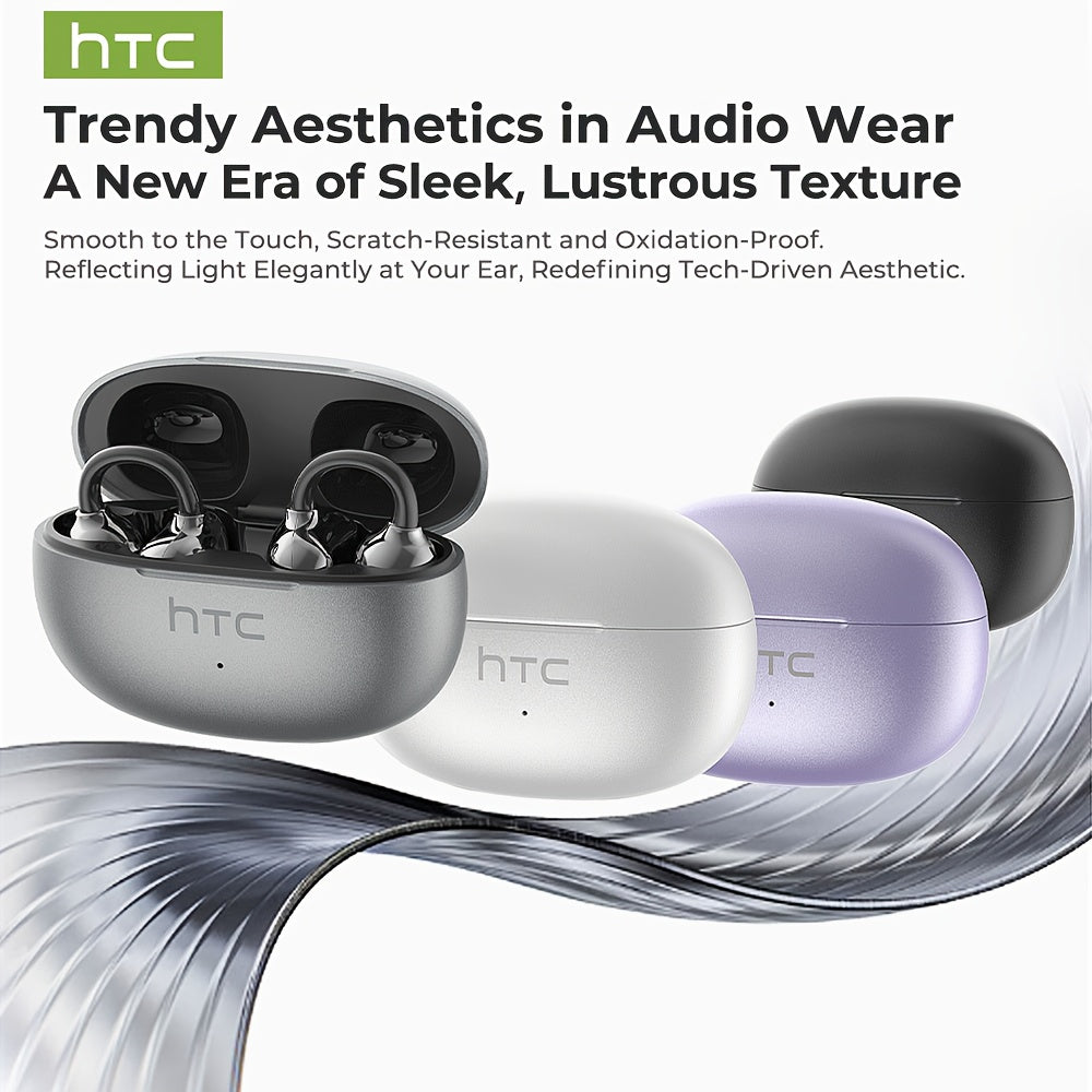 1pc HTC NE55 AI Translation Earbuds Real-time Translation Headphones OWS Open-Ear Wireless Headphones, Latest BT V6.0, Noise Reduction Clear Call, 6.5 Hours Music Long Battery Life, Big speaker Big Volume, Wired Headphones, H