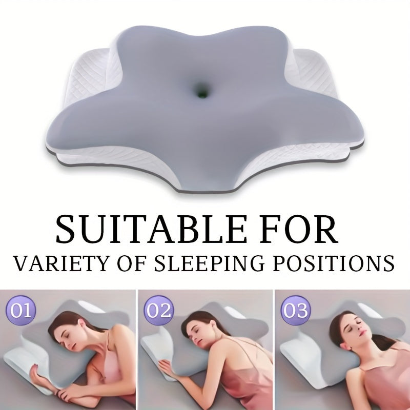 Almofada Cervical (1 unidade) - Almofada de Suporte para o Pescoço com Recuperação Lenta e Design Ergonómico, Fronha Lavável à Máquina - Ideal para quem dorme de lado, de costas ou de barriga para baixo.