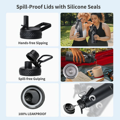 Garrafa de água isolada BIGRD para o Dia de Ação de Graças e Dia dos Namorados, 1,8L (40oz/1183ml ou 64oz), aço inoxidável com tripla camada de vácuo (mantém a temperatura fria durante 48 horas), pega de paracord e tampa com bico de palhinha. (1 unidade)