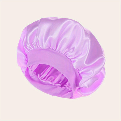 Women'S Satin Bonnet 2023, Elastic Band Hair Hat for Curling and Straight Hair, Wide Brim Sleep Cap, Bath Cap, Dry Hair Cover, 100% Polyester, Oil-Free, Comfortable Fit