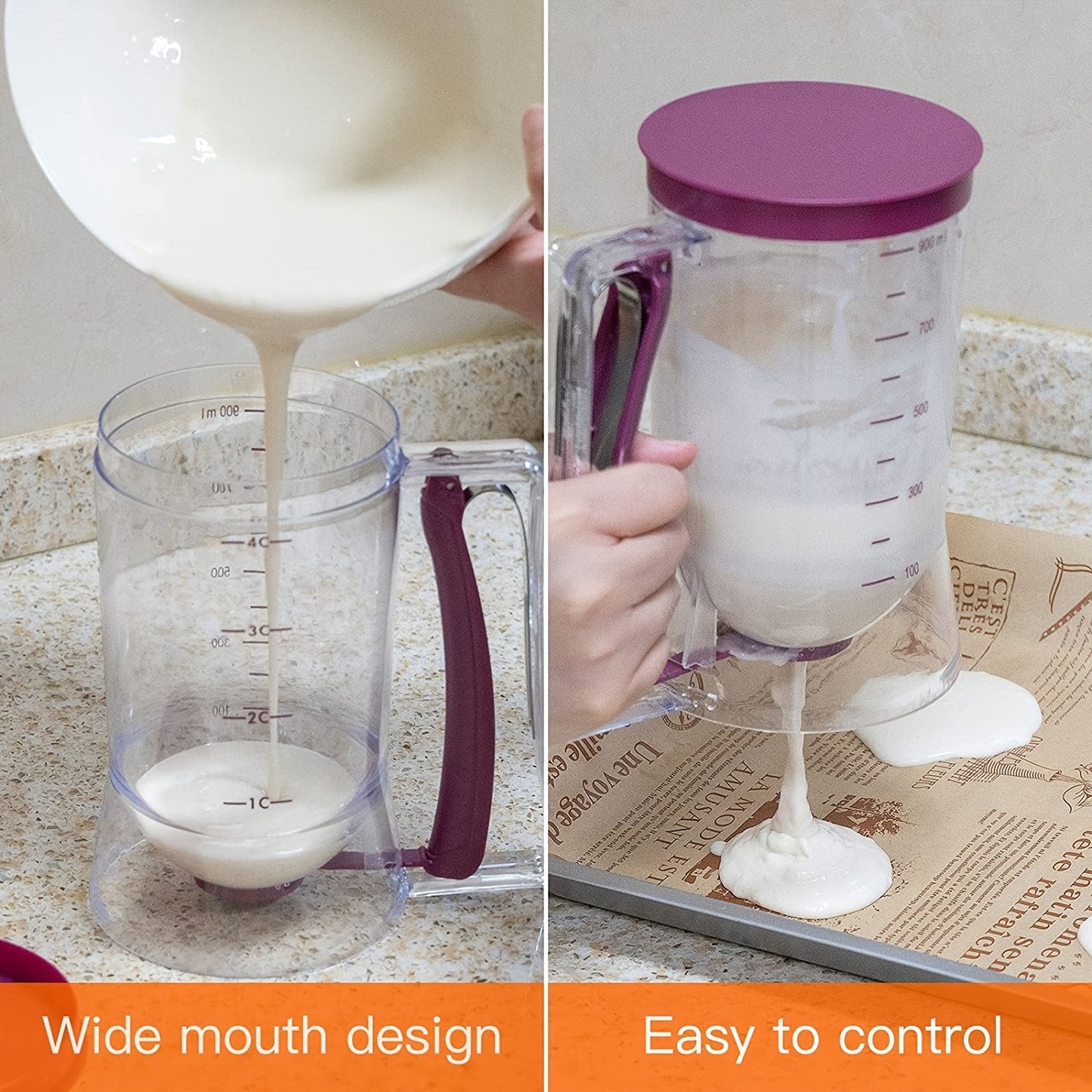 Dispensador Dobrável de Massa para Panquecas, Cupcakes e Bolos