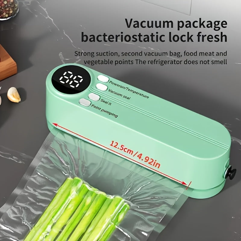 Compact USB Rechargeable Vacuum Sealer Kit with Digital Display - Quick Seal, Includes Pump and Airtight Bags, Perfect for Food Preservation, Snacks, Meats, Fruits, Vegetables - Space-Saving Design, 36V, Food Vacuum Sealer