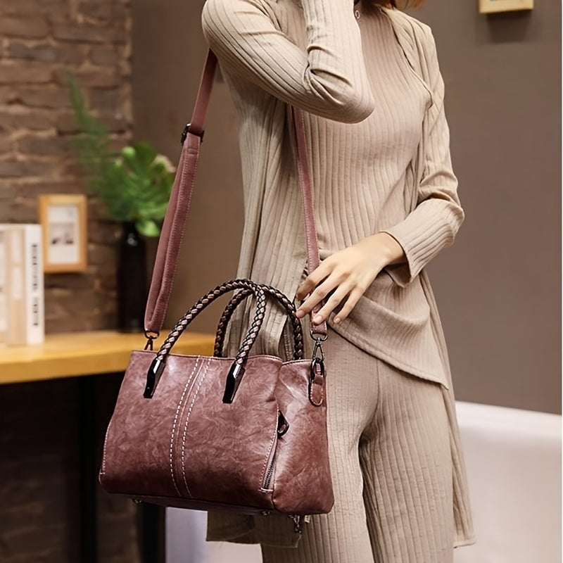Big Bag 2025 Four Seasons Versatile Handbag Fashion Office Bag Texture Soft Boston Single Shoulder Crossover Large Capacity Women's Bag