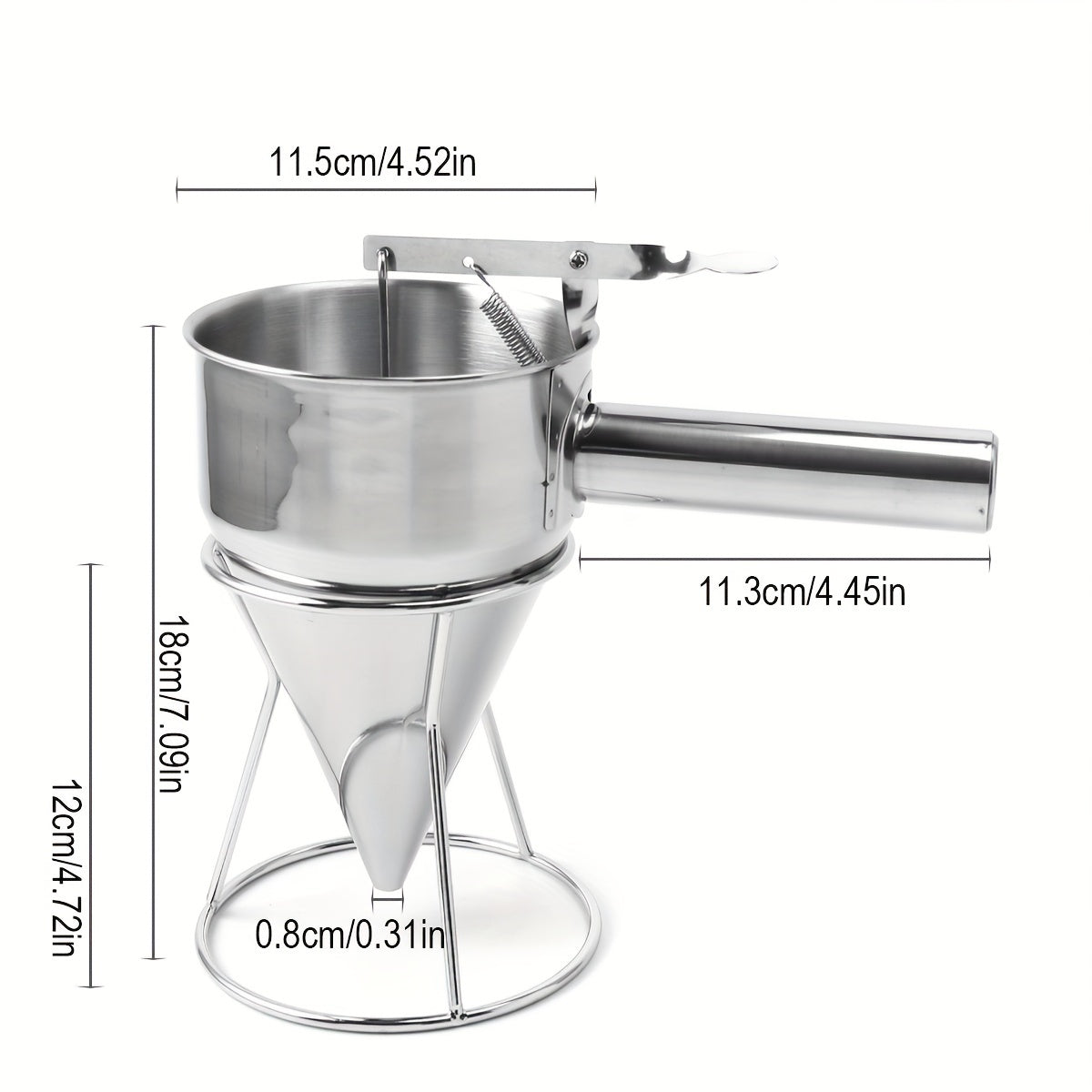 1pc, Stainless Steel Piston Funnel, Octopus Balls Tools With Rack, Batter Dispenser Cake Decorating Tool, Funnel Dispenser With Stand For Takoyaki And Baking, Kitchen Utensils, Apartment Essentials, College Dorm Essentials, B