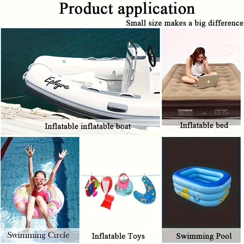 Outdoor Camping Electric Inflatable Pump, Portable Air Pump for Vacuum Compression Bags, Inflatable Sofa, Air Mattress, Boat, Swimming Ring Mini Quick Charge Black Version, USB Rechargeable Battery with 5 Nozzles., 30W