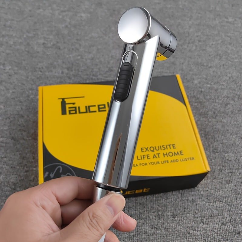 Double control angle valve with one inlet and two outlets, new booster spray gun includes a 2-meter telescopic hose, no-drill bracket. G1/2 interface, easy installation, convenient to use, comes with mounting accessories, no