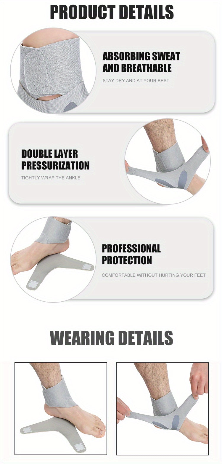 1pc, Breathable Ankle Support with Silicone Gel Pad for Men and Women - Adjustable Compression Brace for Sports, Running, Fitness, and Basketball