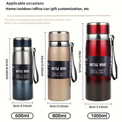 1000ml/33.8oz Stainless Steel Thermos - Double-Wall Vacuum Insulated Cup with Leakproof Lid, 24-Hour Hot/Cold Retention, Large Mouth for Easy Cleaning - Matte Finish, Ideal for Camping, Hiking, Office, Travel - Keeps Drinks H
