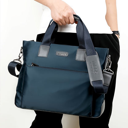TMOOS Men'S Lightweight Oxford Business Casual Tote Bag - Large Capacity Multi-Compartment, Adjustable Shoulder Strap, Durable & Stylish for Work, Travel, and Everyday Use, Travel Tote Bag, Professional Appearance, Secure Zip
