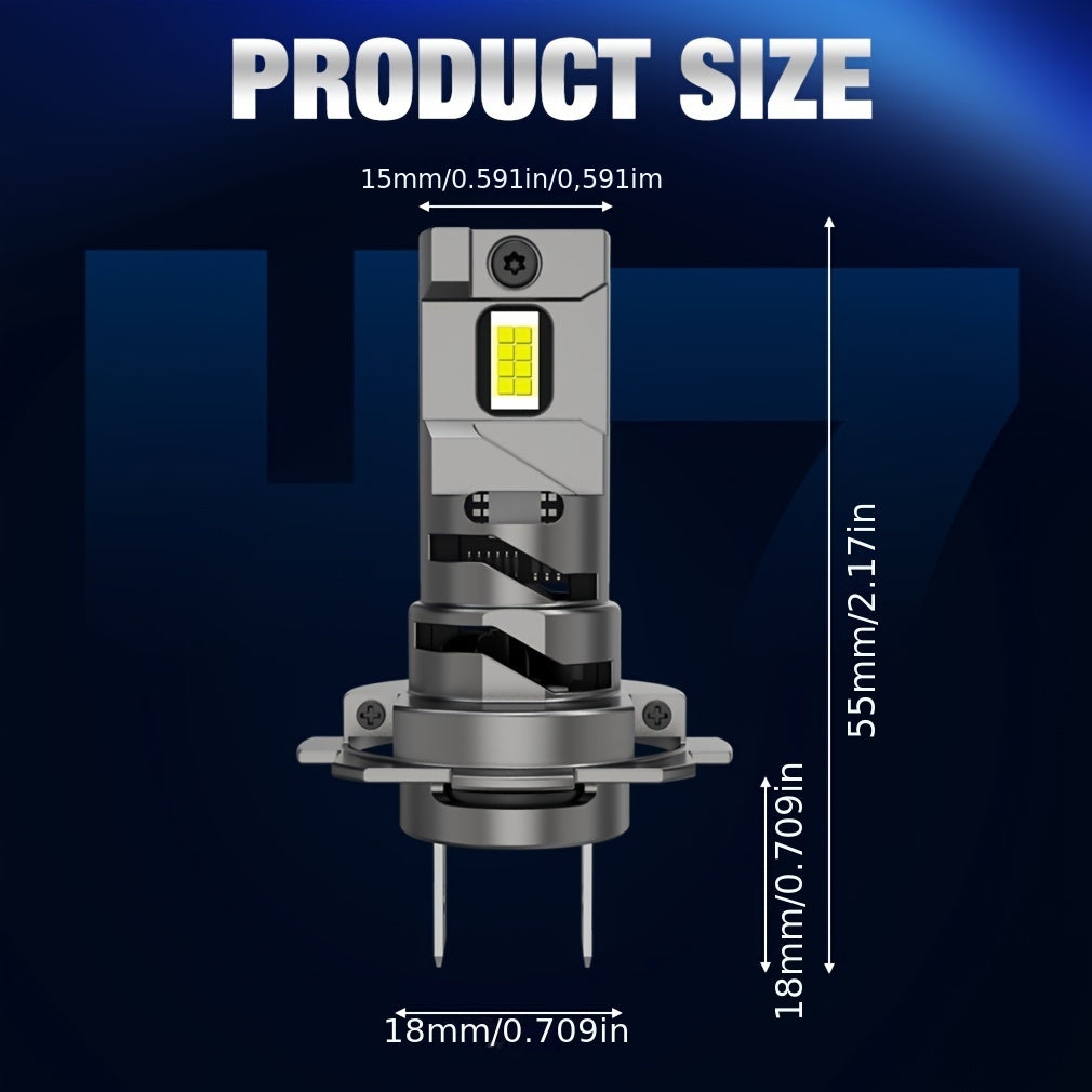 S&D H7 LED Headlight - High Power, High Lumen, Dual Copper Tube, Strong Heat Dissipation, Decoding, with Fan, Plug-and-Play, for Motor Vehicles, 36V or Below, No Battery Required, Vehicle Lighting Upgrade, Sleek Design, Durab