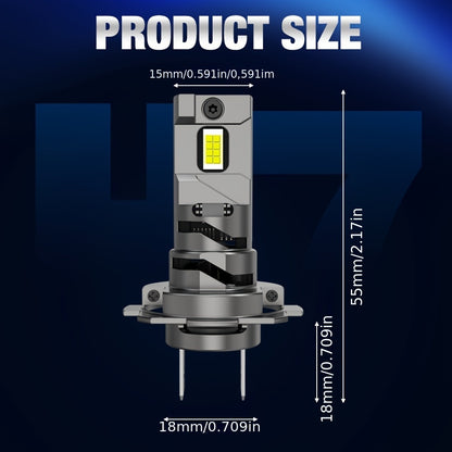 S&D H7 LED Headlight - High Power, High Lumen, Dual Copper Tube, Strong Heat Dissipation, Decoding, with Fan, Plug-and-Play, for Motor Vehicles, 36V or Below, No Battery Required, Vehicle Lighting Upgrade, Sleek Design, Durab