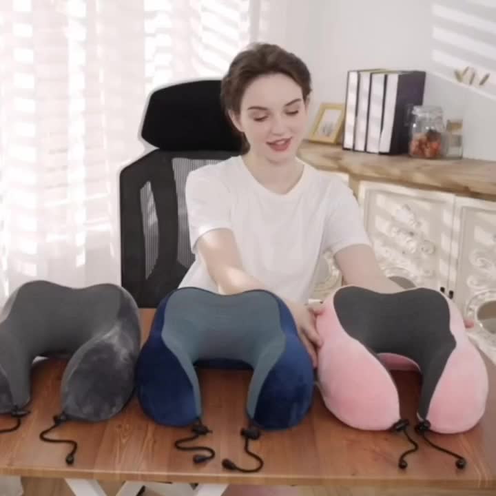 Camel Shape Pure Neck Pillow, Machine Washable, Detachable, Comfortable and Breathable, Travel Set with Adjustable Buckle, 3D Contour Eye Mask, Earplugs and Storage Bag, Very Soft Fit for Body, Good Supportive Travel Neck Pil