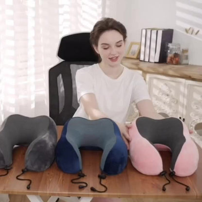 Camel Shape Pure Neck Pillow, Machine Washable, Detachable, Comfortable and Breathable, Travel Set with Adjustable Buckle, 3D Contour Eye Mask, Earplugs and Storage Bag, Very Soft Fit for Body, Good Supportive Travel Neck Pil